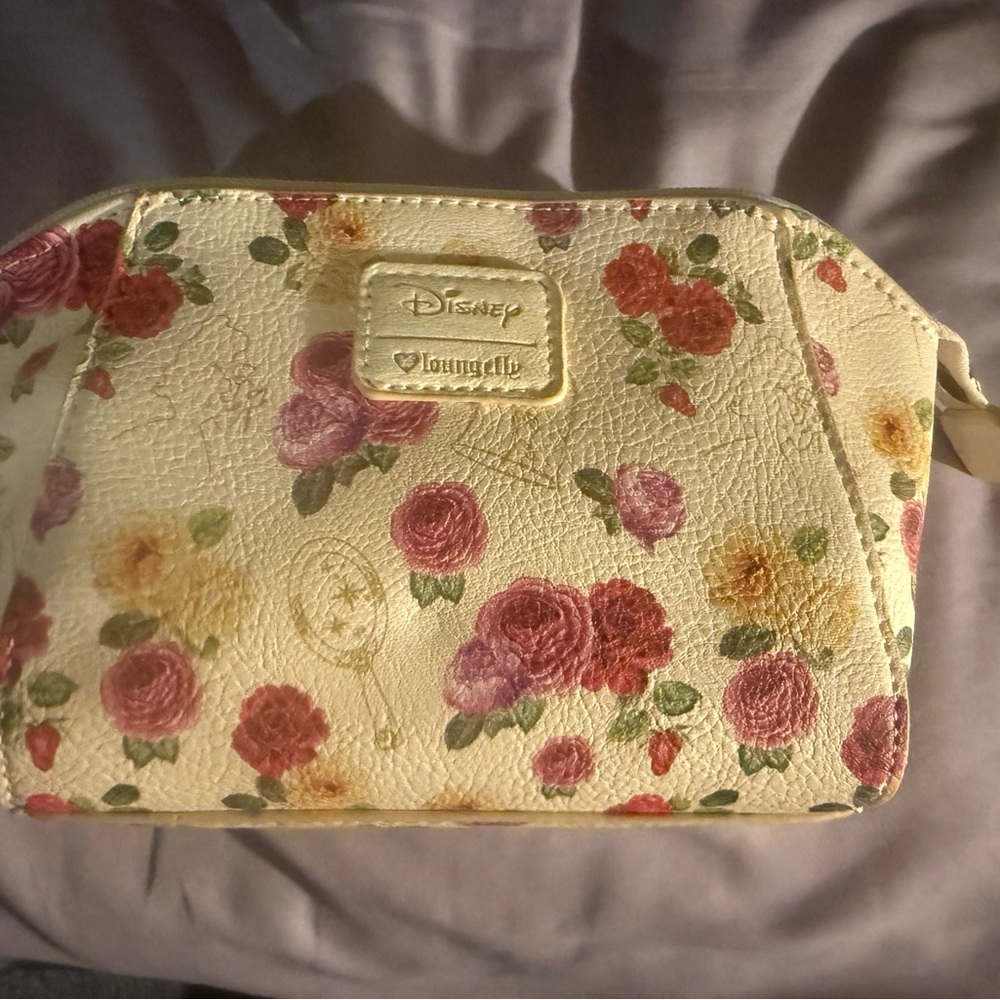 Loungefly Disney Cream Floral Cosmetic Bag